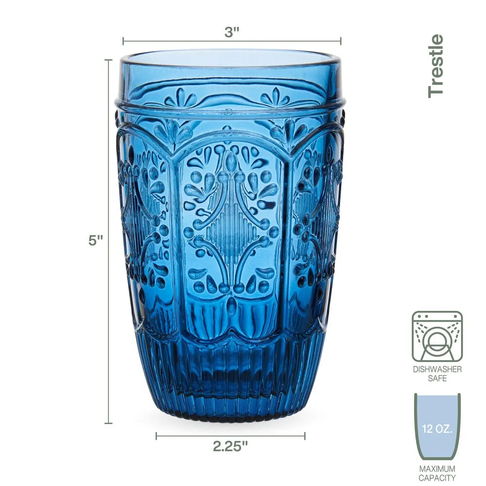 Fitz and Floyd Trestle Indigo bicchieri highball 4 pezzi 355 ml