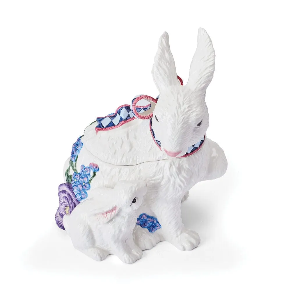 Fitz and Floyd Jardin Rabbit Biscottiera Coniglio Bianco Terracotta