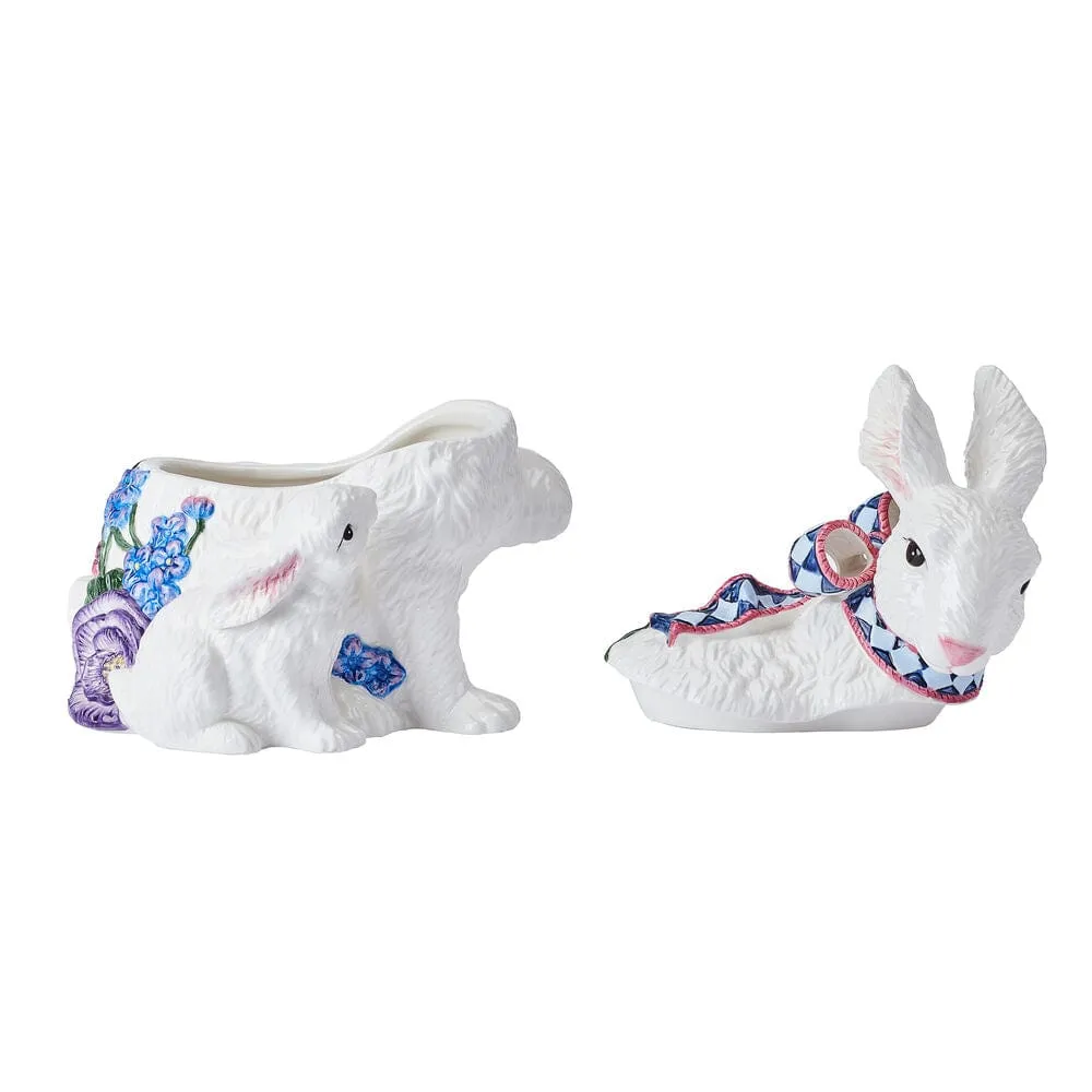 Fitz and Floyd Jardin Rabbit Biscottiera Coniglio Bianco Terracotta