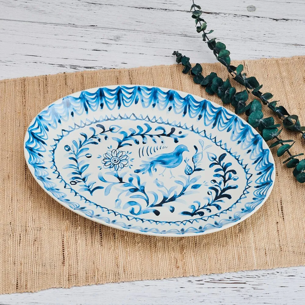 Fitz and Floyd Sicily Blue vassoio ovale gres blu 33 cm