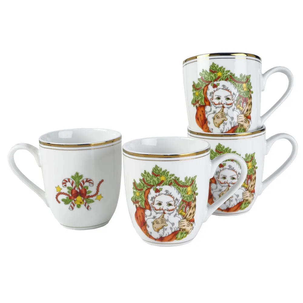 Fitz and Floyd St. Nicholas tazze mug set 4 porcellana natale