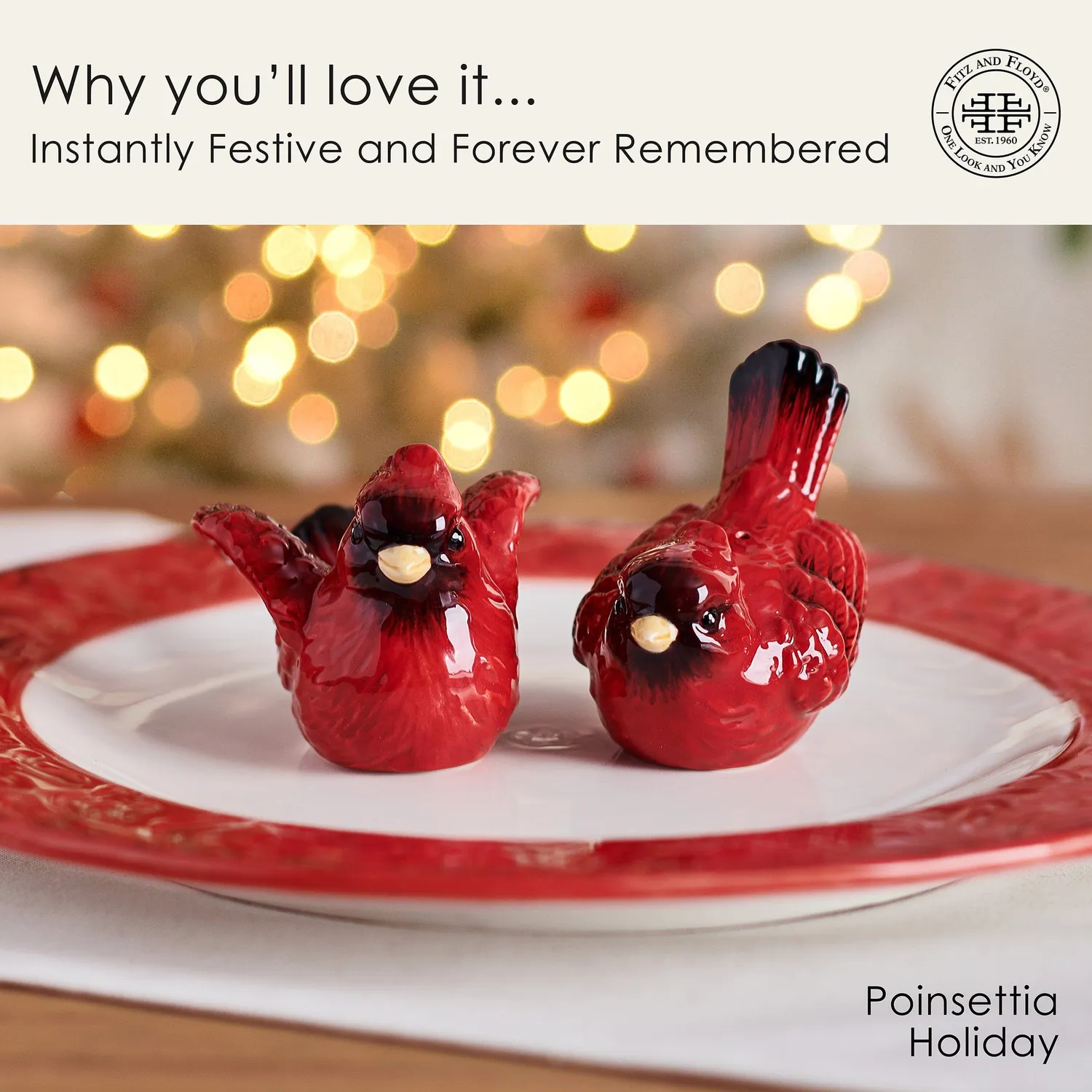 Fitz and Floyd Poinsettia Holiday set sale e pepe cardinali