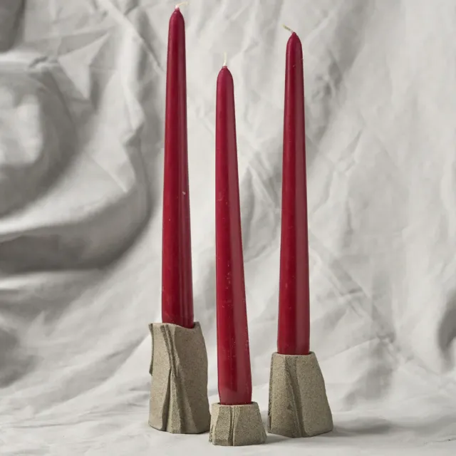 Studio Delta Pottery Lume #1 set 3 portacandele gres pietra