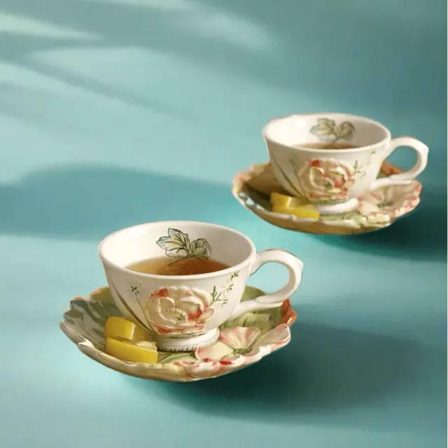 Fitz and Floyd English Garden set 2 tazzine da te con piattino