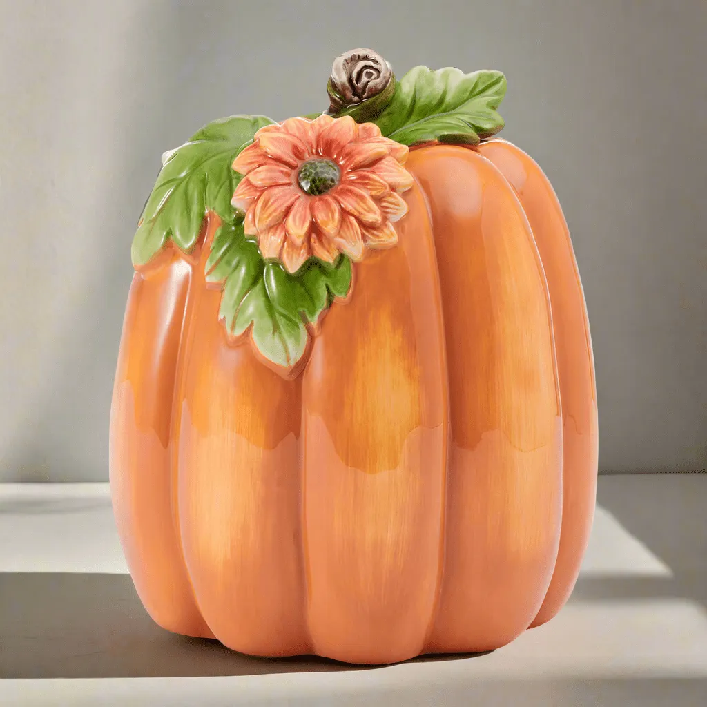 Fitz and Floyd Harvest zucca decorativa alta fiori autunno