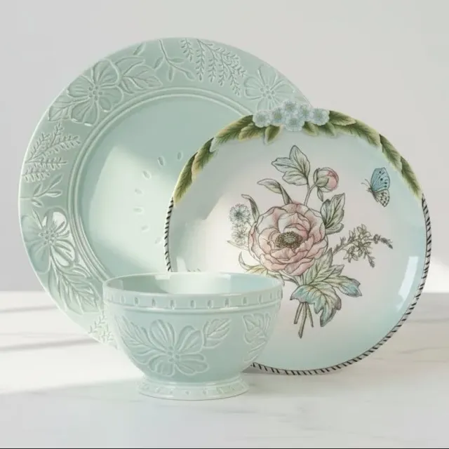 Fitz and Floyd English Garden Bloom servizio piatti 12 pezzi stoneware