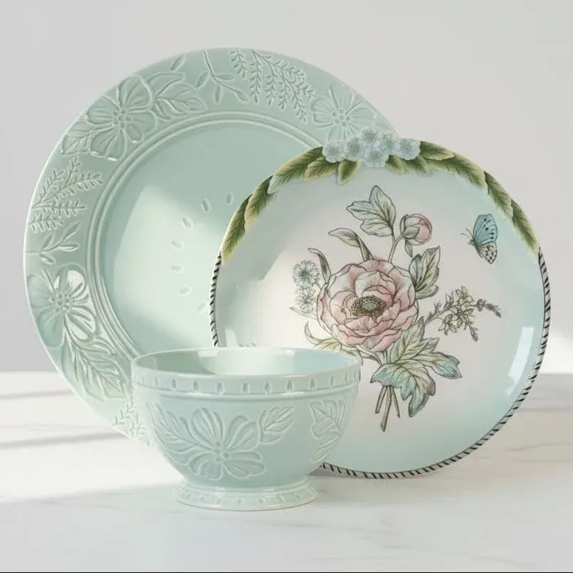 Fitz and Floyd English Garden Bloom servizio piatti 12 pezzi stoneware