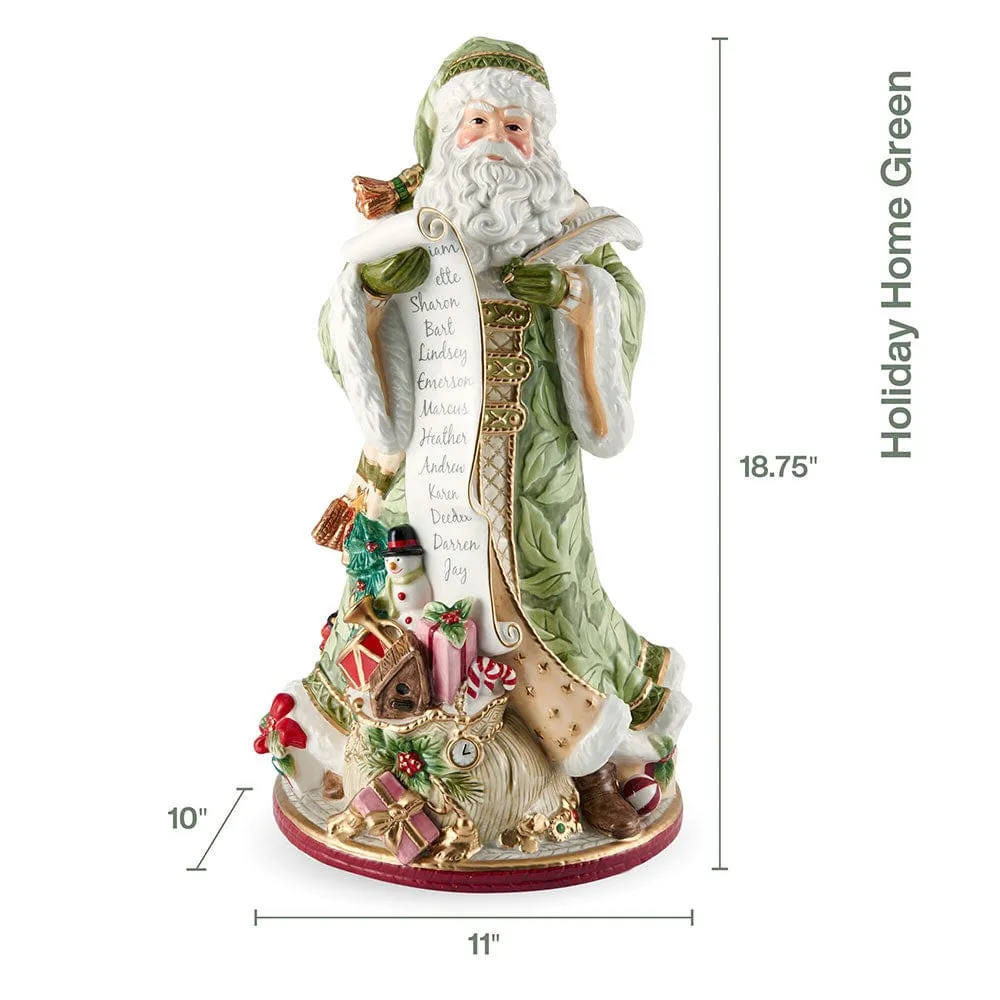 Fitz and Floyd Holiday Home Statuetta Babbo Natale Verde 47 cm