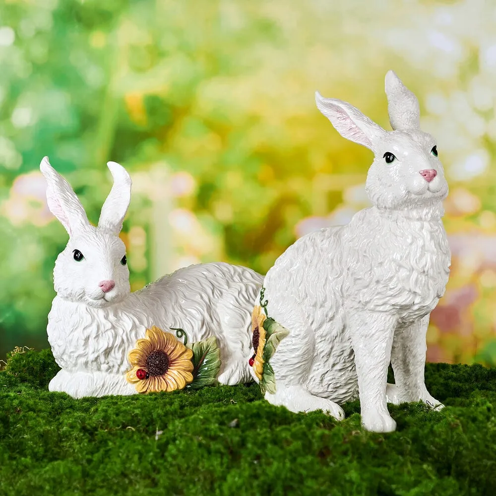 Fitz and Floyd Rabbits statuetta coniglio girasole maiolica