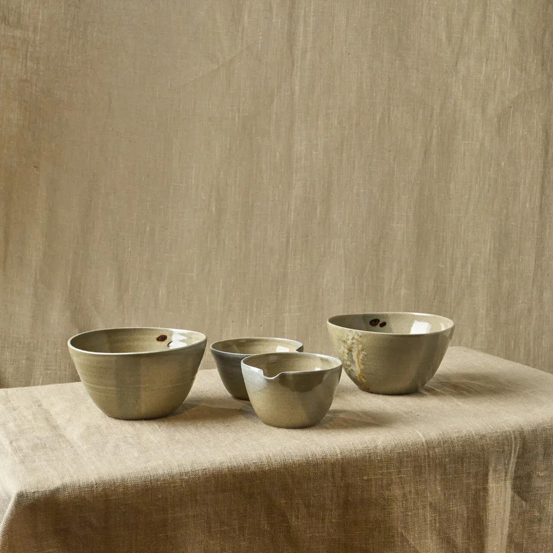 Studio Delta Pottery Celadon set 4 ciotole gres cotto a legna