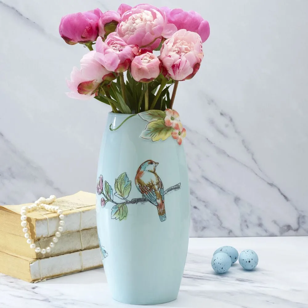 Fitz and Floyd English Garden vaso ceramica uccellino 26 cm