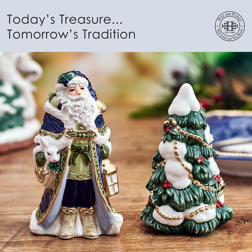 Fitz and Floyd Telluride Blue Santa set sale e pepe blu