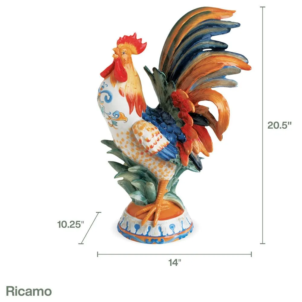 Fitz and Floyd Ricamo Gallo statuina ceramica 52 cm colorato