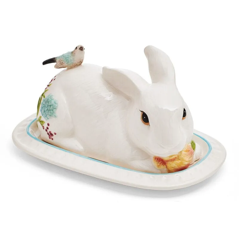 Fitz and Floyd Meadow Rabbit portaburro con coperchio