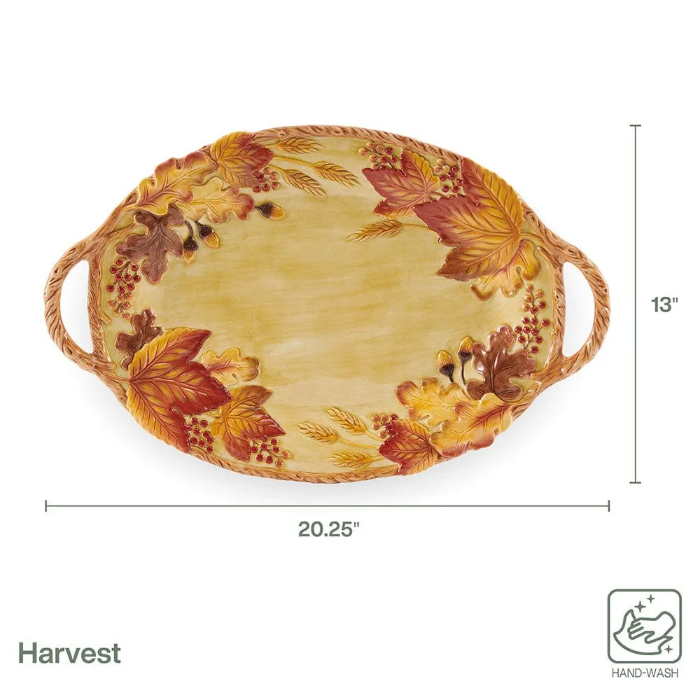 Fitz and Floyd Harvest vassoio portata con manici foglie