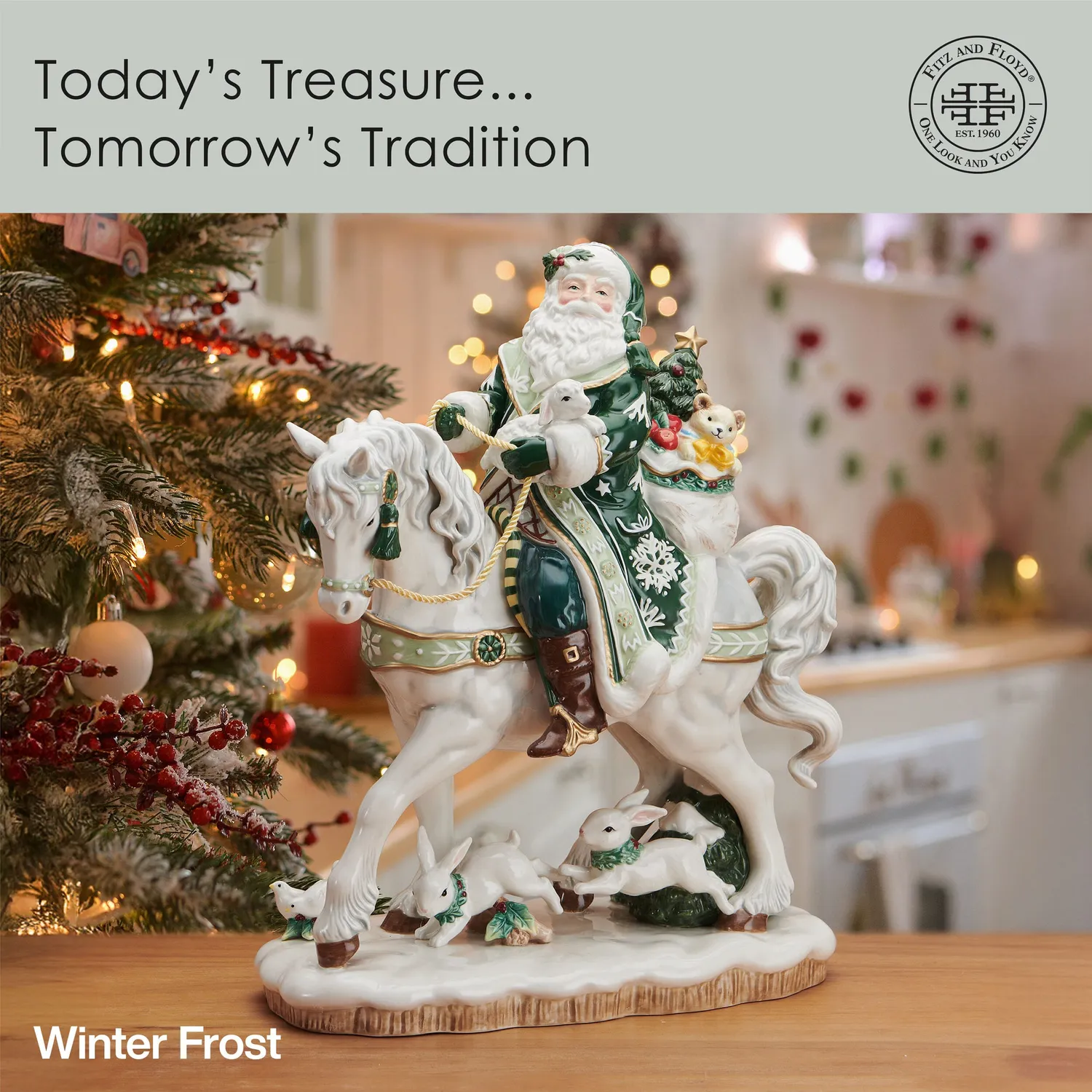 Fitz and Floyd Winter Frost statuina Babbo Natale 40 cm