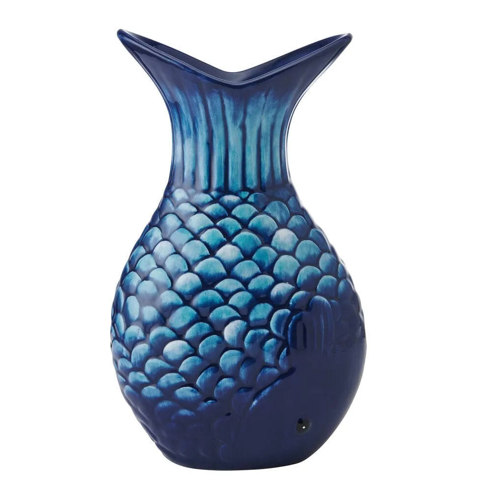Fitz and Floyd Coastal Blue Fin vaso pesce blu 24 cm