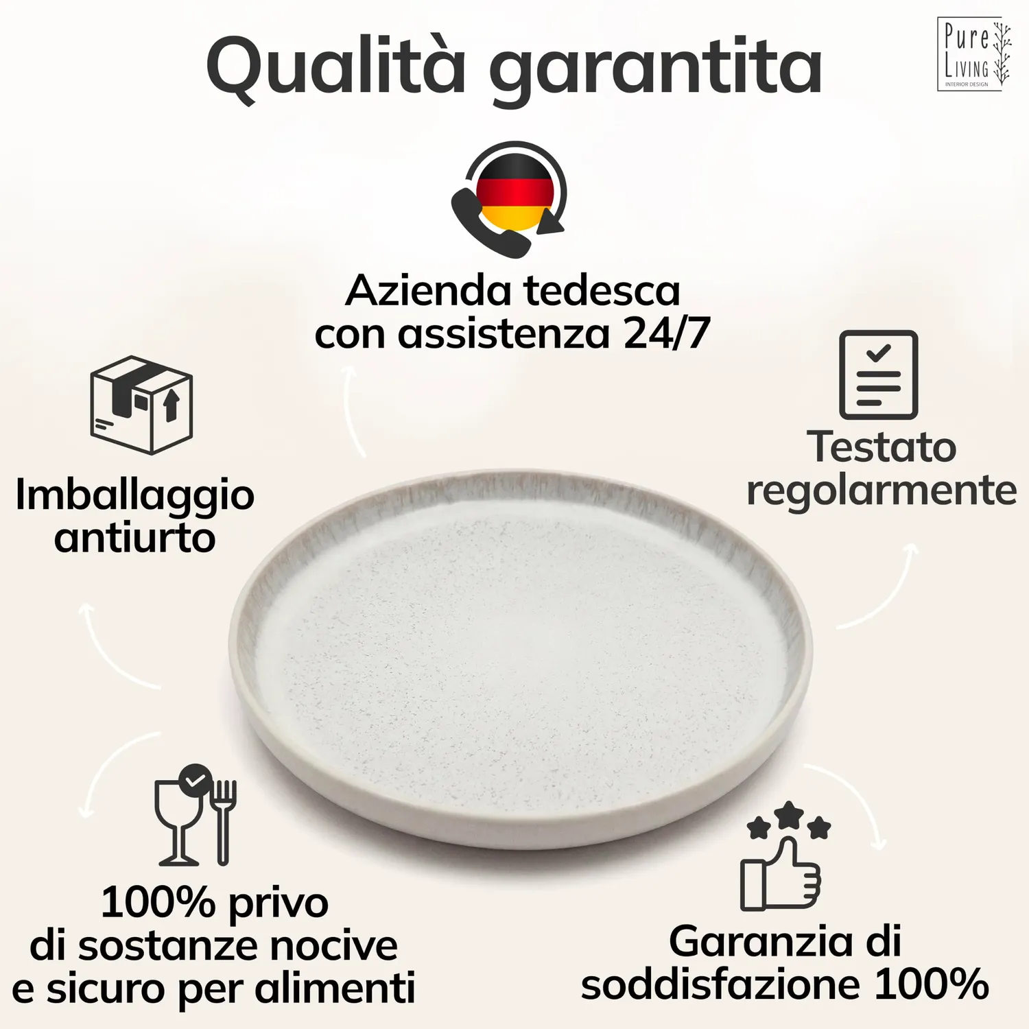Pure Living Ibiza Light Servizio Piatti 36 Pezzi Beige 12 Persone