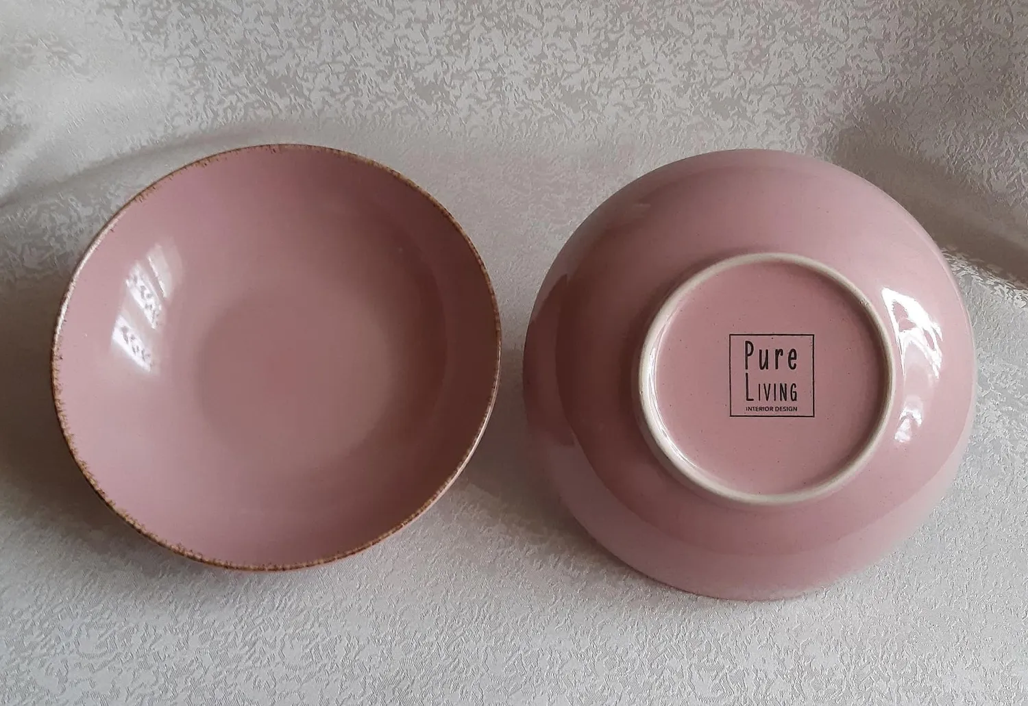 Pure Living Rustic Set 6 Piatti Fondi Rosa 19 cm Steingut