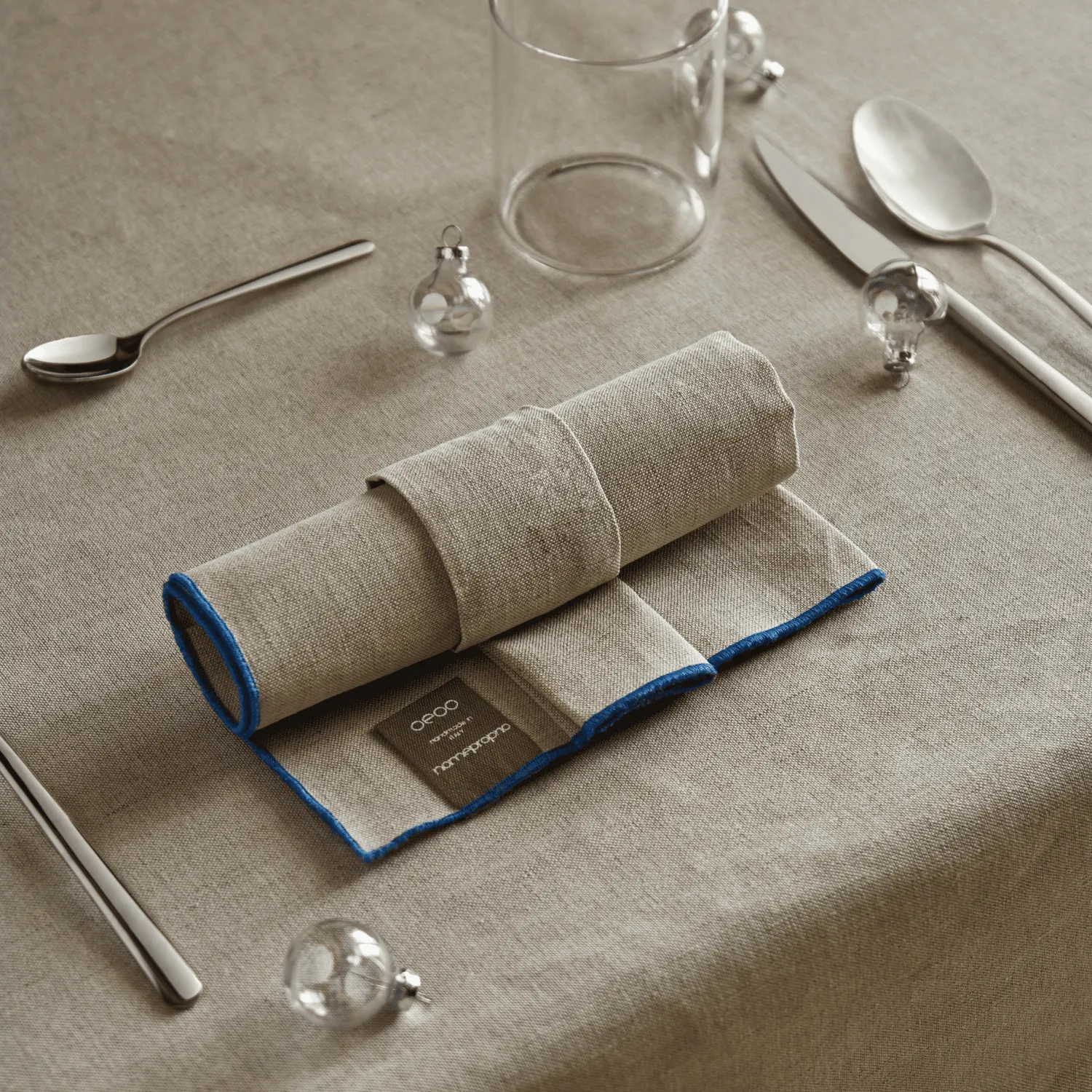 Tavola Ceramica Noemi Coppia Tovaglioli Bianco Puro in tessuto