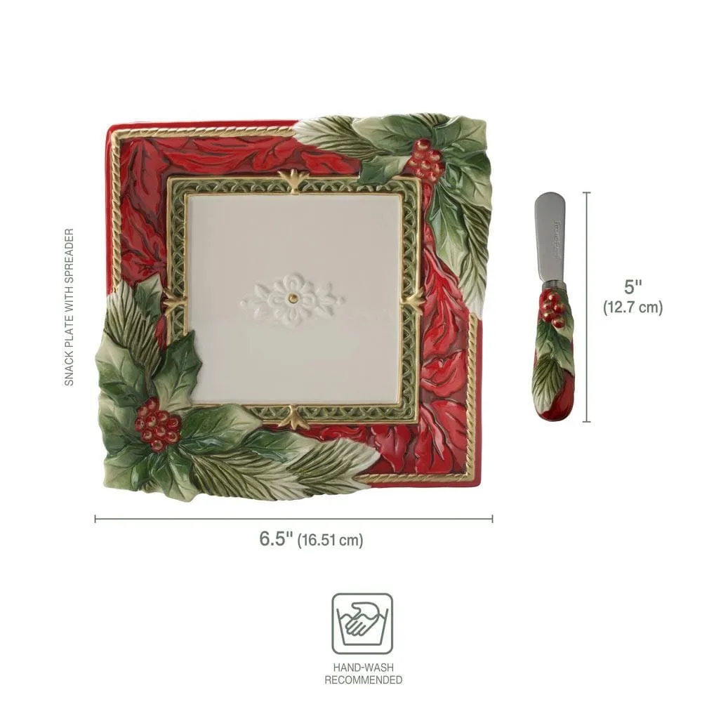 Fitz and Floyd Holiday Home Piatto Antipasto con Spalmatore Natalizio
