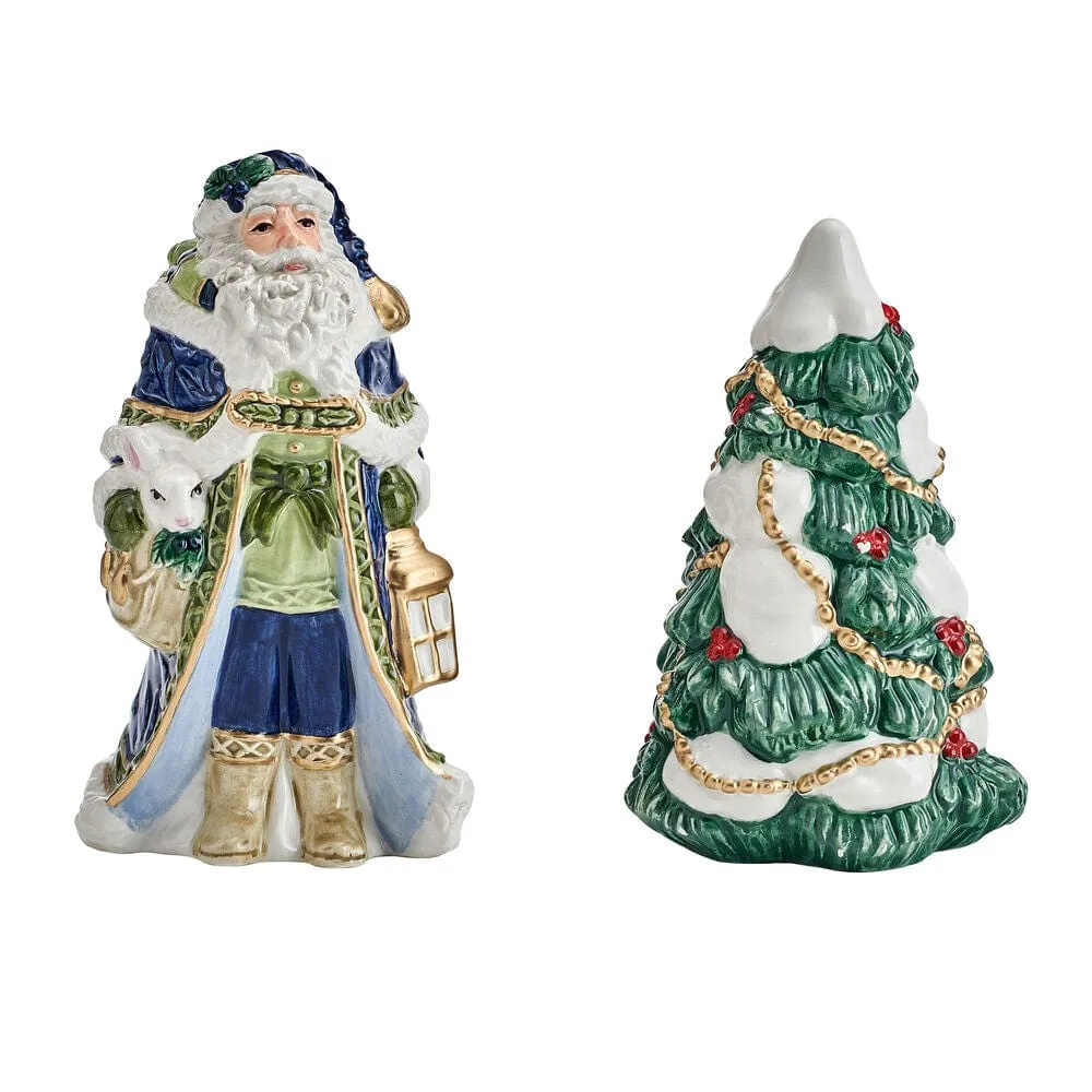 Fitz and Floyd Telluride Blue Santa set sale e pepe blu