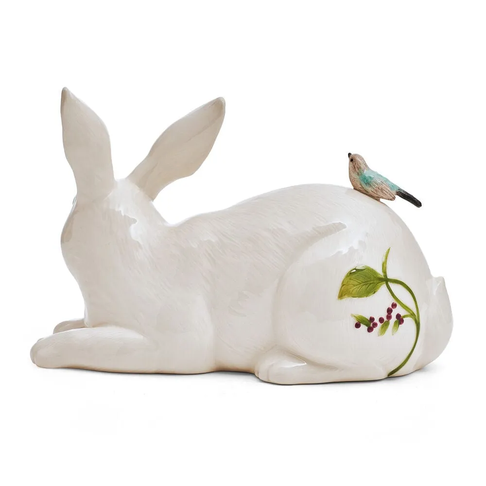 Fitz and Floyd Meadow Rabbit statuetta coniglio 25 cm bianca