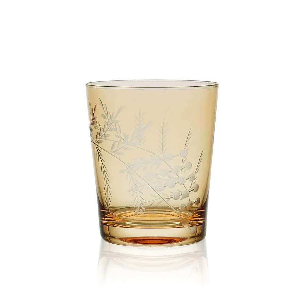 Fitz and Floyd Wildflower Double Old Fashioned bicchieri set 4 oro