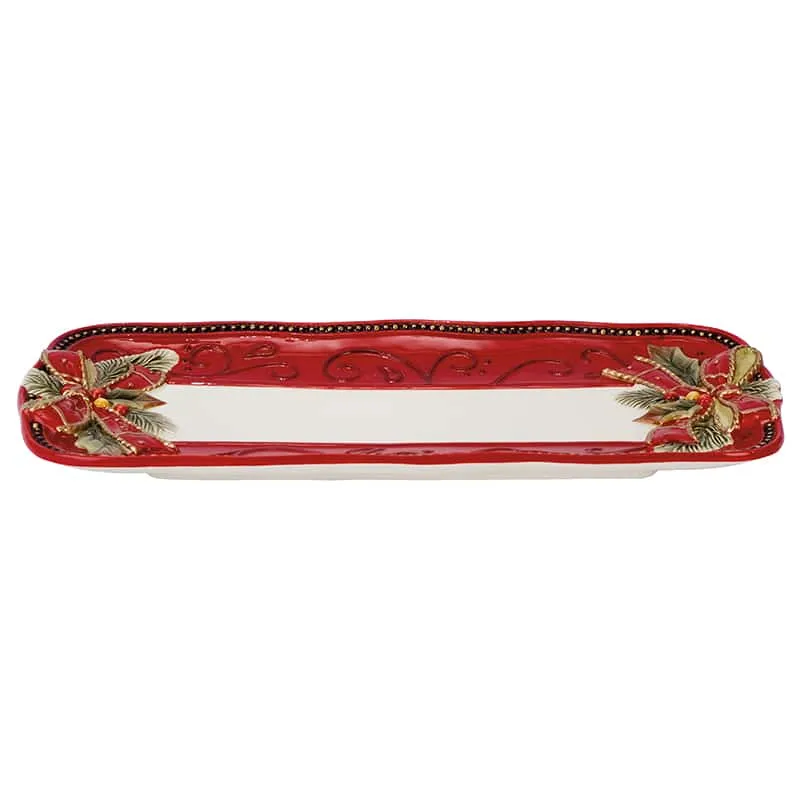 Fitz and Floyd Damask Holiday vassoio pane rettangolare rosso