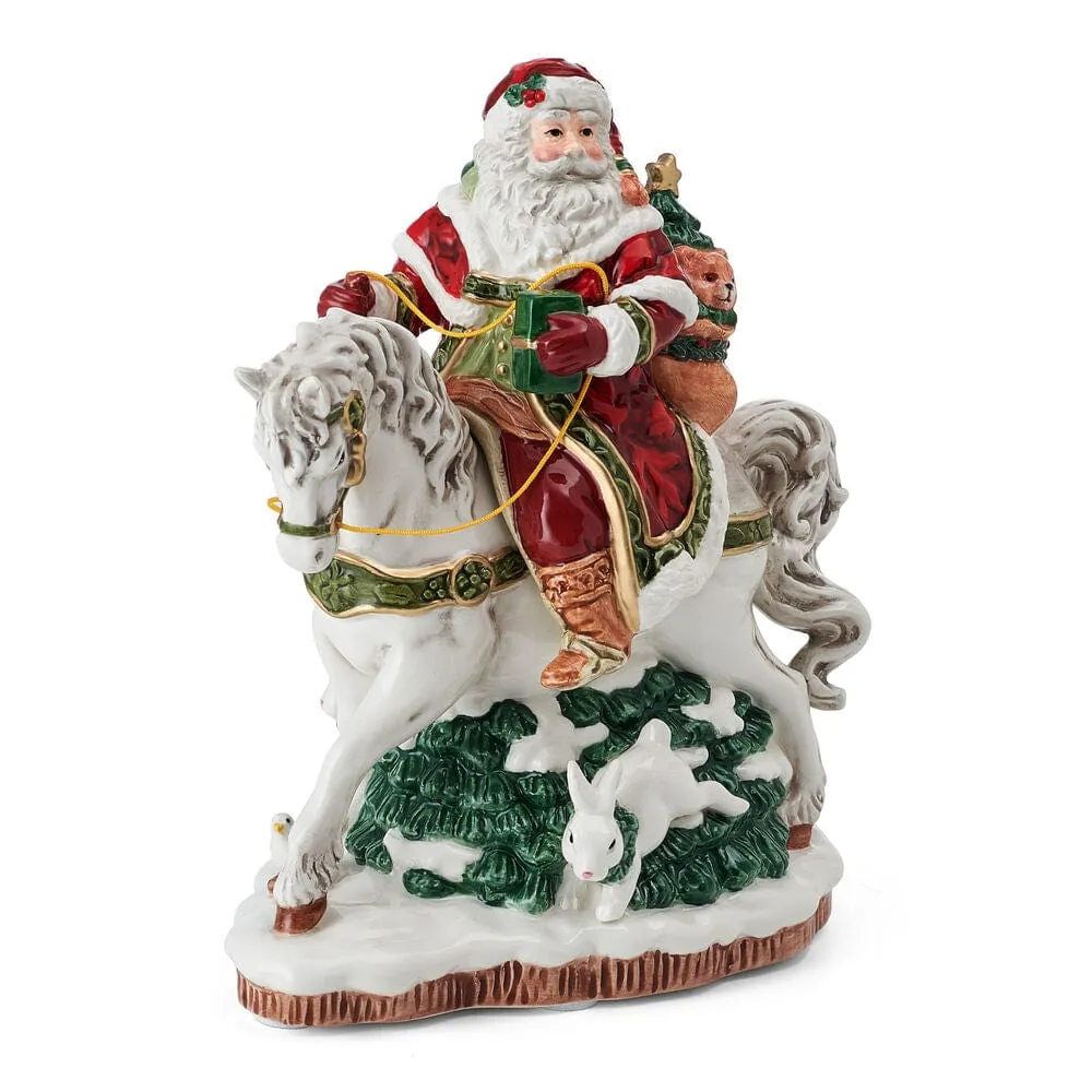 Fitz and Floyd Holiday Santa a Cavallo Statuina Musicale