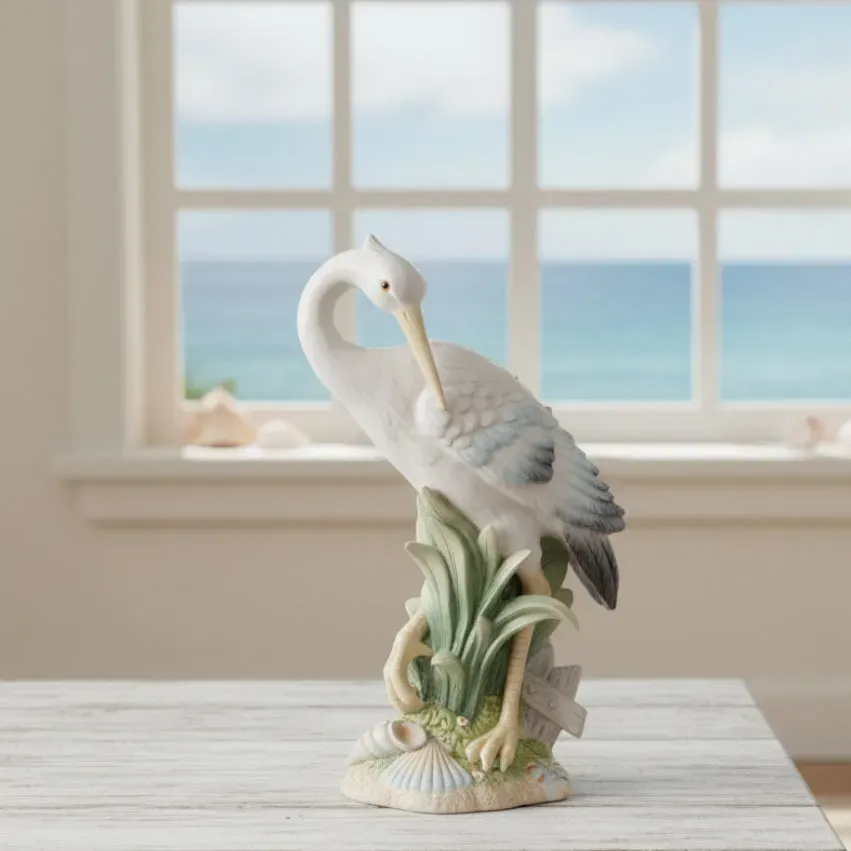 Fitz and Floyd Newport Home Tall Egret Facing Backward 14.25 statuetta 36 cm