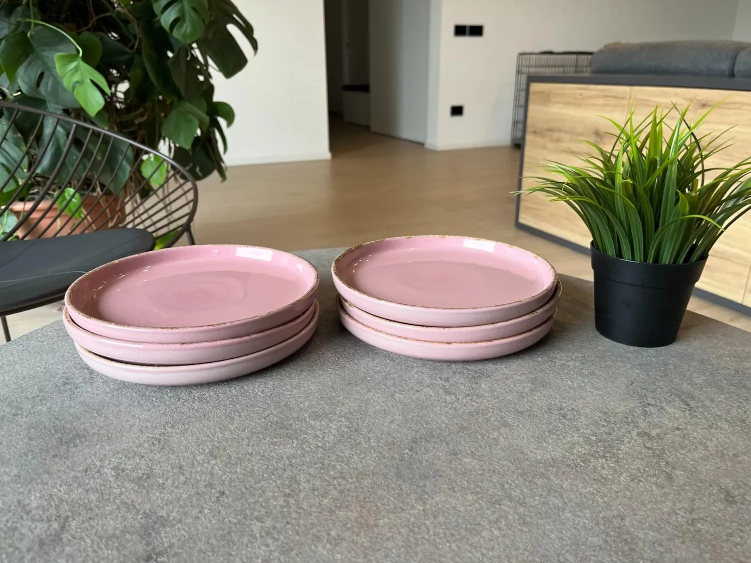 Pure Living Rustic set 6 piatti colazione gres rosa