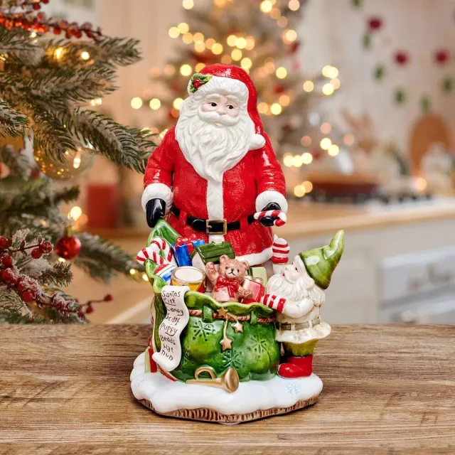 Fitz and Floyd Holiday Musical Santa statuetta elfo 28 cm