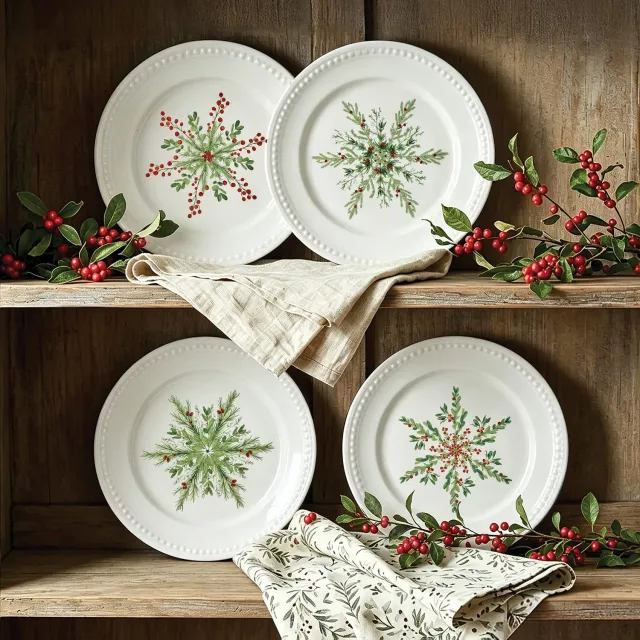 Fitz and Floyd Everyday White Evergreen piatti insalata 4 pezzi