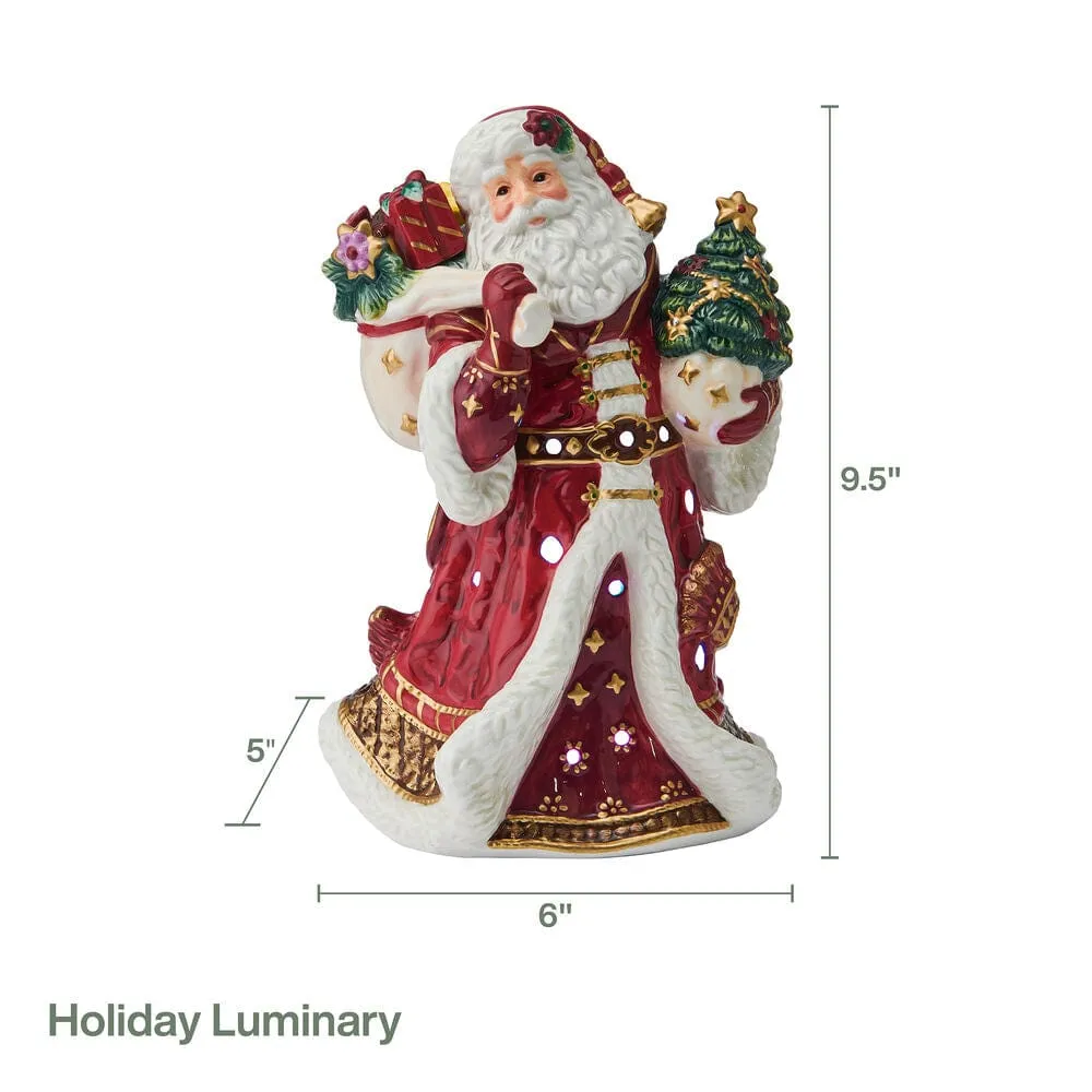 Fitz and Floyd Renaissance Holiday Luminary Santa statuetta LED rossa 23 cm