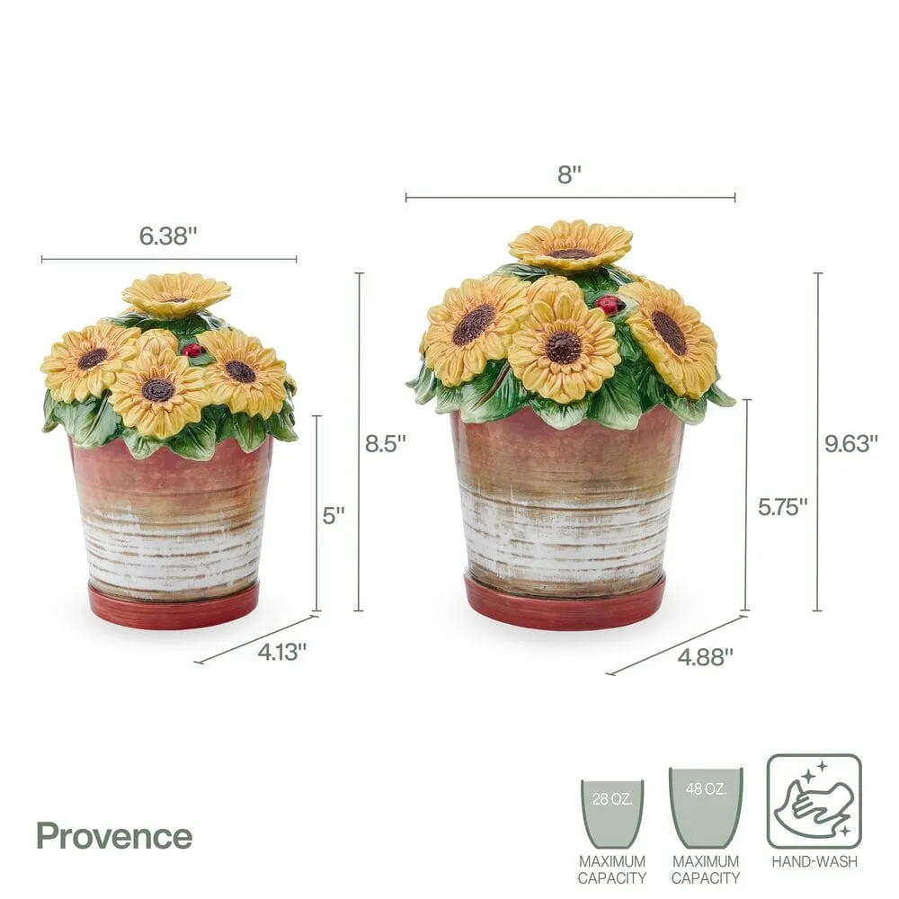 Fitz and Floyd Provence Sunflower Pots barattoli set 2 ermetici