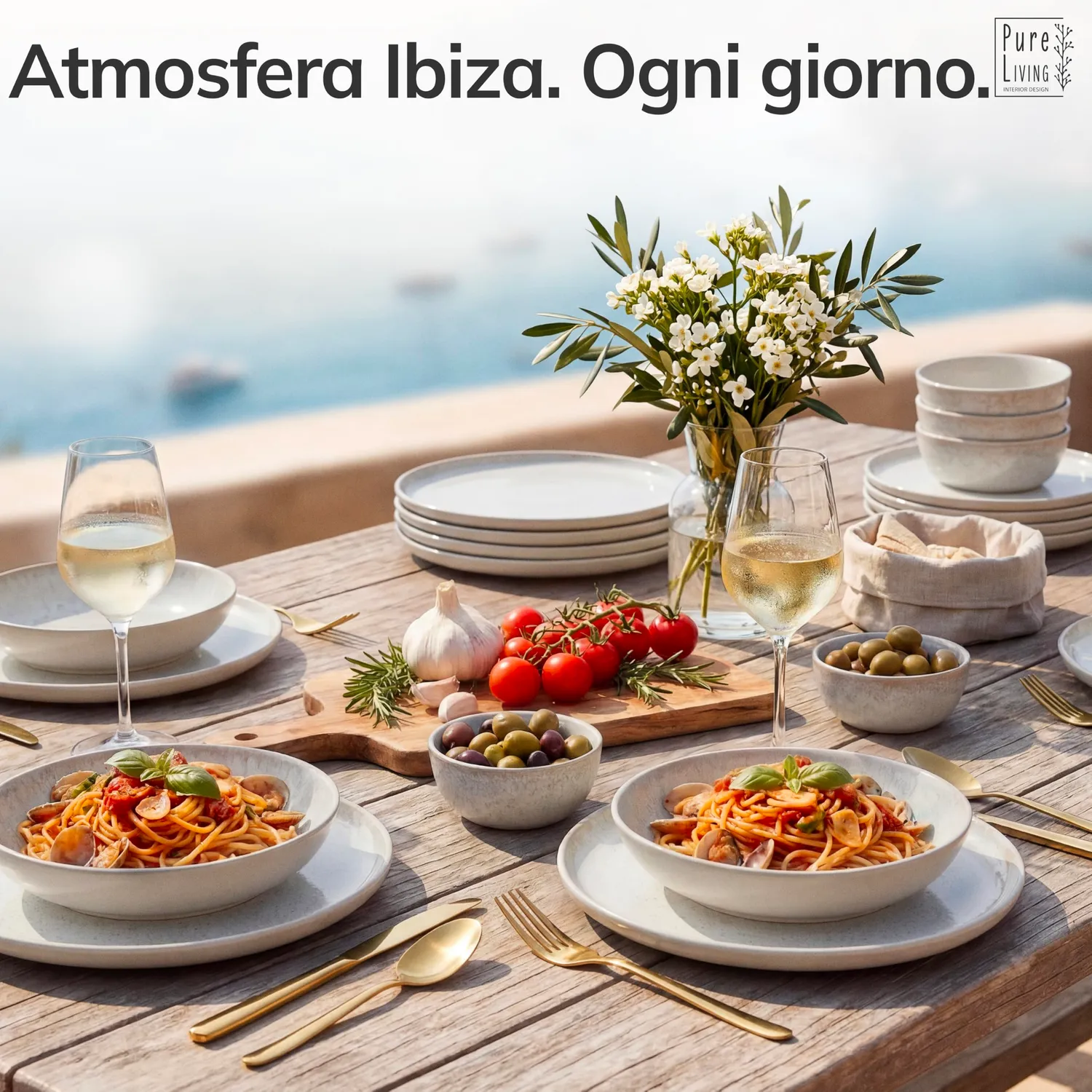 Pure Living Ibiza piatti fondi 6 pezzi turchese gres