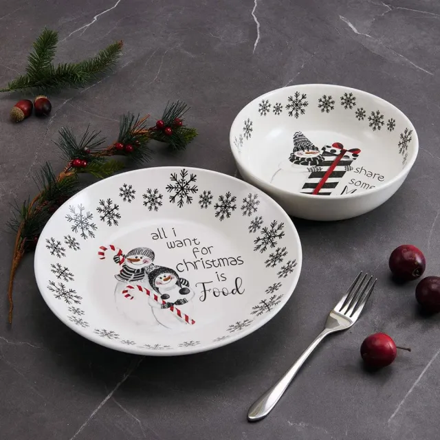 Fitz and Floyd Snow Days ciotole verdura set 2 terracotta