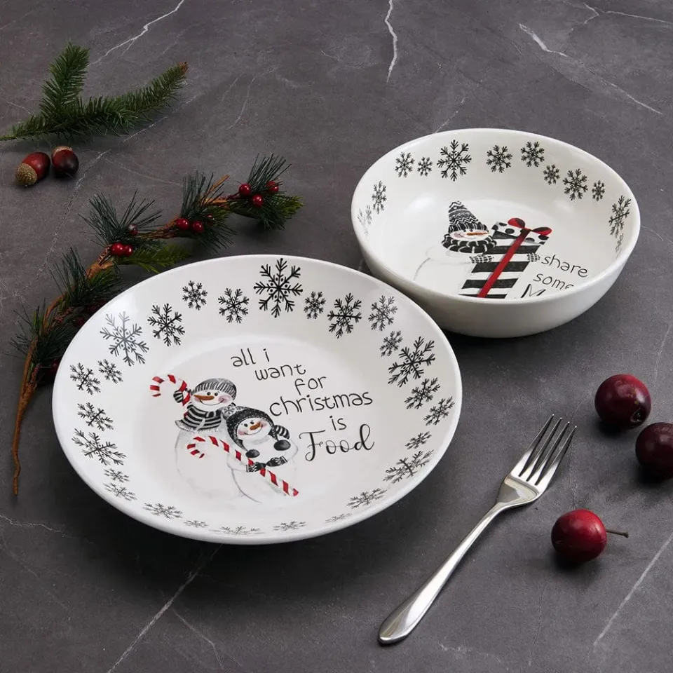 Fitz and Floyd Snow Days ciotole verdura set 2 terracotta
