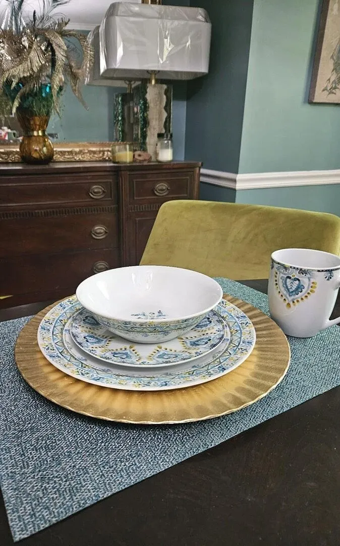 Fitz and Floyd Jodhpur Delight servizio piatti 32 pezzi porcellana