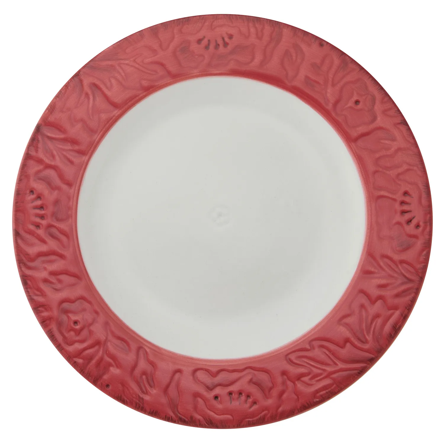 Fitz and Floyd Poinsettia Holiday set 4 piatti piani rossi stoneware