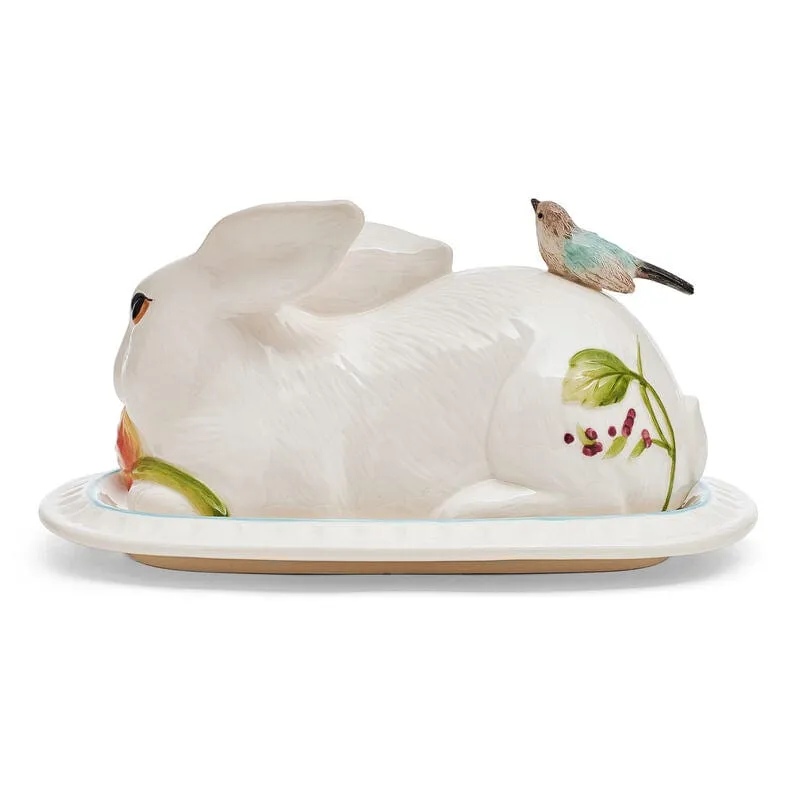 Fitz and Floyd Meadow Rabbit portaburro con coperchio