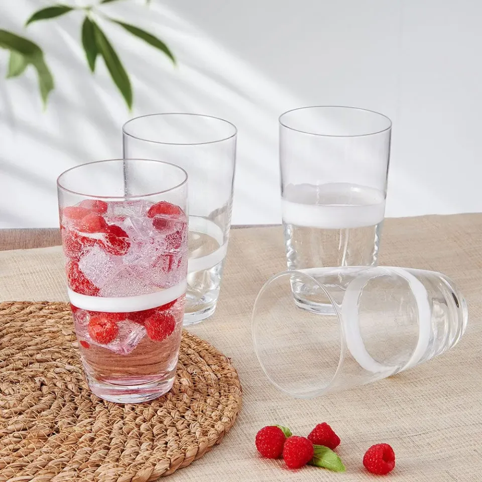 Fitz and Floyd Organic Band Highball bicchieri set 4 vetro