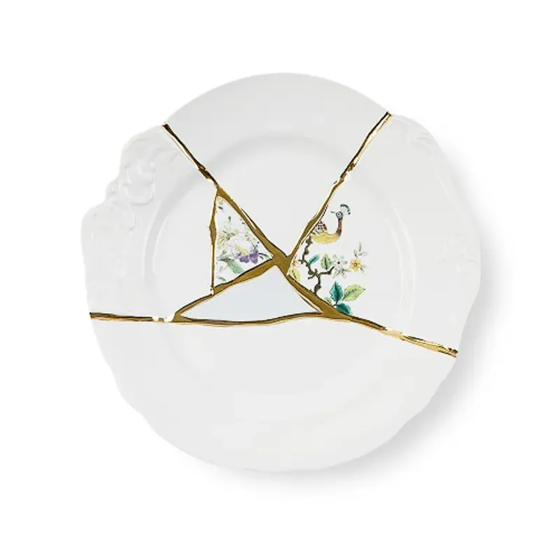 Seletti Kintsugi piatto piano n.2 porcellana oro