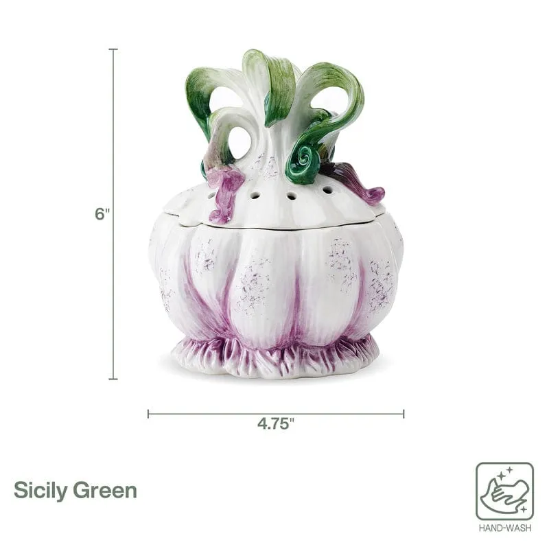 Fitz and Floyd Sicily Green agliiera terracotta verde aglio