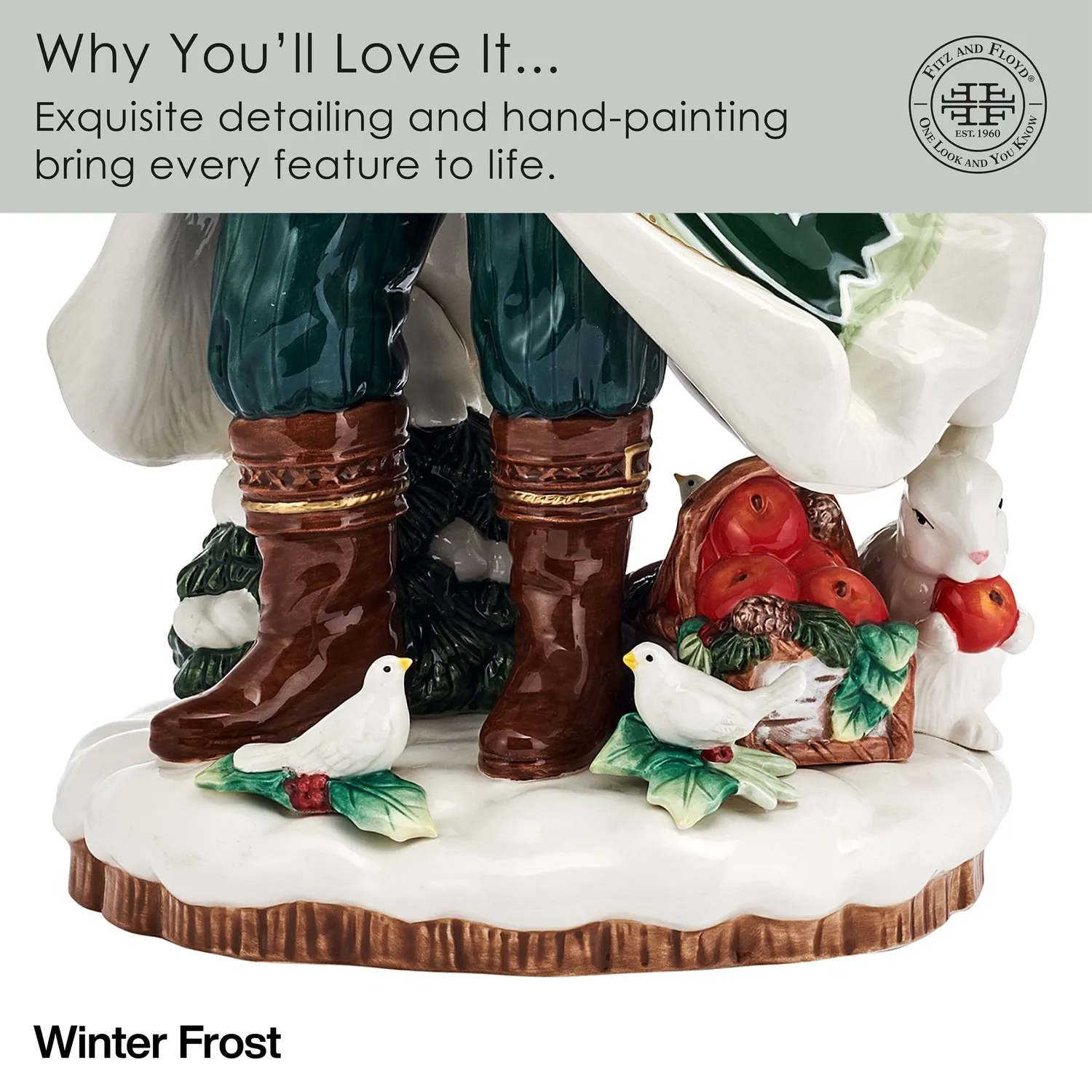 Fitz and Floyd Winter Frost Santa statuina Babbo Natale 18 IN