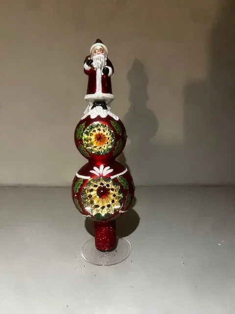Goodwill Puntale Albero Vetro con Santa Decorato
