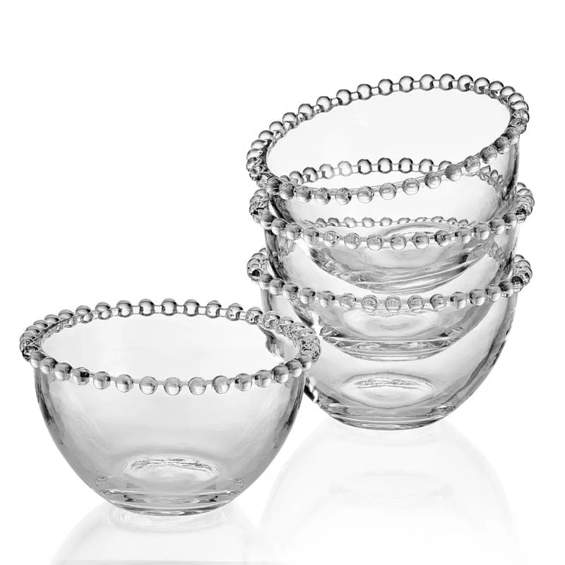Fitz and Floyd Beaded set 4 coppette vetro 400 ml bordo perle