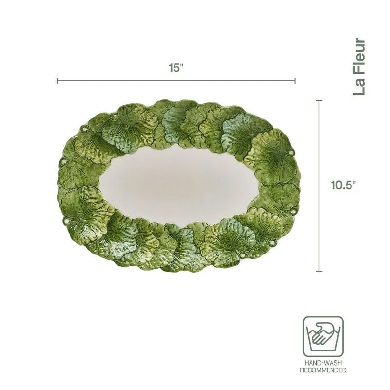 Fitz and Floyd La Fleur vassoio foglie verdi 38 cm