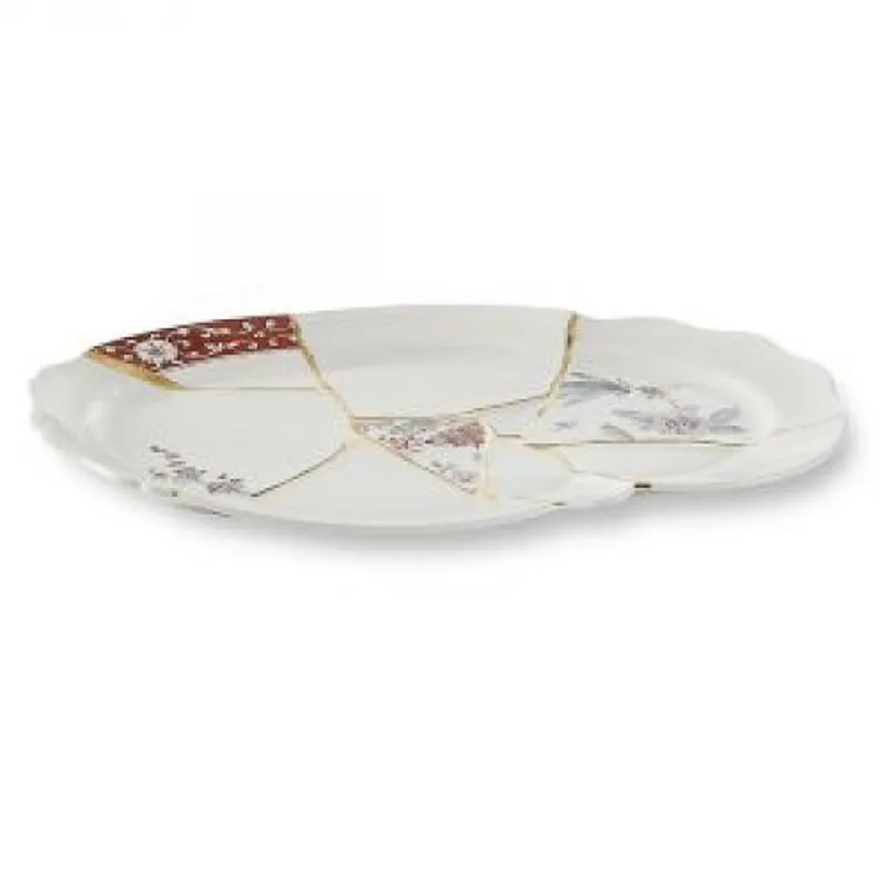 Seletti Kintsugi vassoio ovale porcellana oro